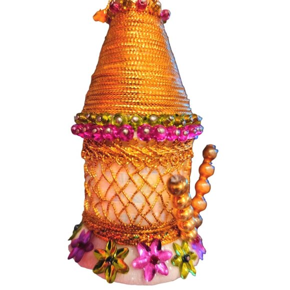 Vintage Handmade Push Pin Christmas Ornament Mid Century Retro Kitsch Hours of W - Picture 7 of 12